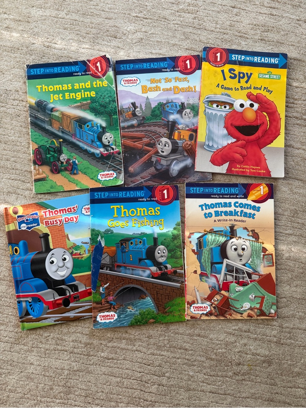 Thomas & Friends Step into Reading Book Set of 5 , Sesame Street I Spy